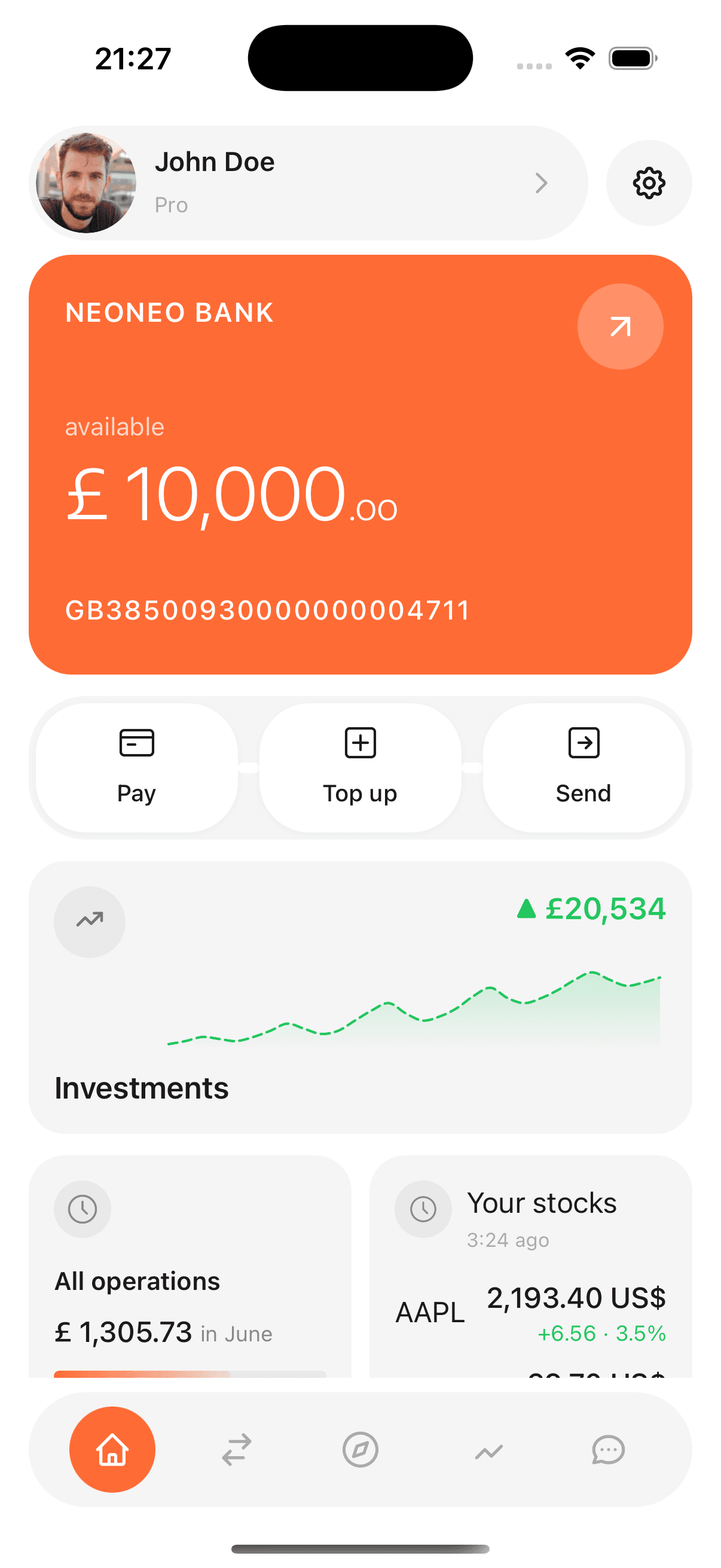 NEONEO Bank App - Home
